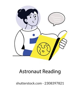 Appealing flat illustration of astronaut reading 