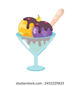 An appealing flat sticker of sundae glass