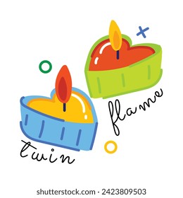 Una atractiva pegatina plana de dos llamas 