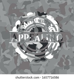 Appealing grey camouflage emblem. Vector Illustration.