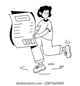 An appealing linear illustration of bill receipt
