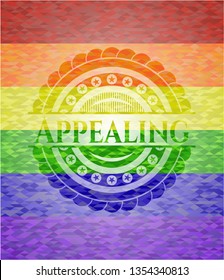 Appealing on mosaic background with the colors of the LGBT flag