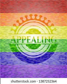 Appealing on mosaic background with the colors of the LGBT flag