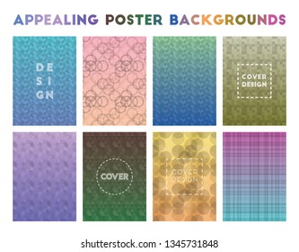 Appealing Poster Backgrounds. Adorable geometric patterns, shapely vector illustration.