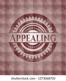 Appealing red badge with geometric background. Seamless.