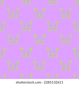 Appealing square tile featuring a captivating animal illustration. Seamless pattern with butterfly outline design from top view on mauve background. Design for a placemat with an animal icon.