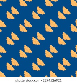 Appealing square tile featuring a captivating food illustration. Seamless pattern with croissant on usafa blue background. Design for an abstract border.