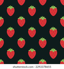 Appealing square tile showcasing an amusing food illustration. Seamless pattern with strawberry on medium turquoise background. Design for a non-staining wrap for wraps.