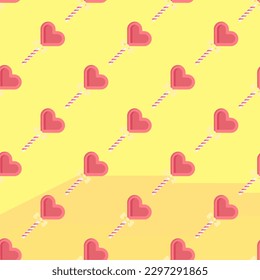 Appealing square tile showcasing an amusing food illustration. Seamless pattern with lollipop on hunter green background. Design for an Aztec pattern.