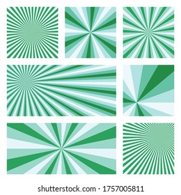 Appealing sunburst background collection. Abstract covers with radial rays. Radiant vector illustration.