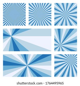 Appealing sunburst background collection. Abstract covers with radial rays. Neat vector illustration.