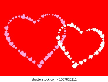 Appealing Vector card for Valentine’s Day with many tiny red hearts forming two big heart on for selling, shop keepers, business, banner, advertisement, wishing, greeting to beloved lover coup