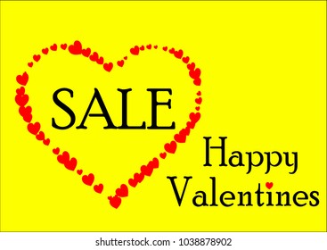Appealing Vector card for sale on Valentine’s Day with many tiny red hearts forming big heart on for selling, shop keepers, business, banner, advertisement, wishing, greeting to beloved lover couple