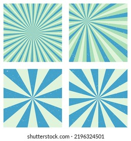 Appealing vintage backgrounds. Abstract sunburst covers with radial rays. Trendy vector illustration.