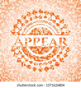 Appear abstract emblem, orange mosaic background