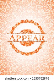 Appear abstract orange mosaic emblem with background