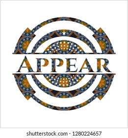 Appear arabic badge background. Arabesque decoration.