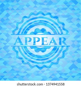 Appear sky blue emblem with mosaic background