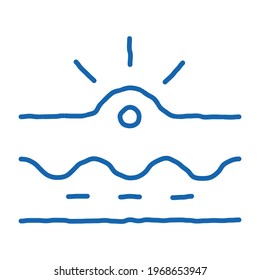 aspecto del vector de icono de esbozo acné. Dibujo manual de la línea de doodle azul apariencia de señal de acné. ilustración de símbolo aislado