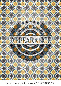 Appearance arabic style badge. Arabesque decoration.