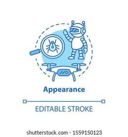 Appearance blue concept icon. Robots and electronic devices idea thin line illustration. Modern gadgets, creations. Innovative design. Vector isolated outline drawing. Editable stroke