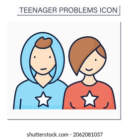Appearance color icon. Body image. Self-expression. Changing appearance through fashion or belonging to group. Teenager problem concept. Isolated vector illustration