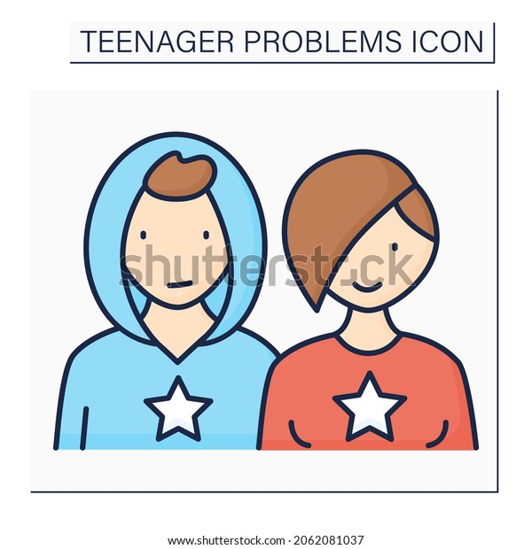 Appearance color icon. Body\
image. Self-expression. Changing appearance through fashion or\
belonging to group. Teenager problem concept. Isolated vector\
illustration