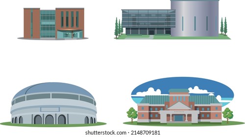 It is the appearance of four types of buildings without a main line.