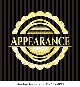 Appearance gold emblem. Vector Illustration. Detailed. 