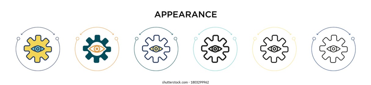 Appearance icon in filled, thin line, outline and stroke style. Vector illustration of two colored and black appearance vector icons designs can be used for mobile, ui, web