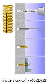 Appearance and installation diagram of brass expansion anchor