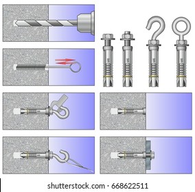 Appearance and installation diagram of heavy duty expansion anchors