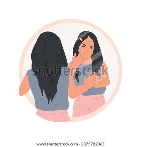 Appearance isolated cartoon vector illustration. Girl not satisfied with appearance, teenager psychological problem, beauty standard and complexes, teen looking in mirror vector cartoon.
