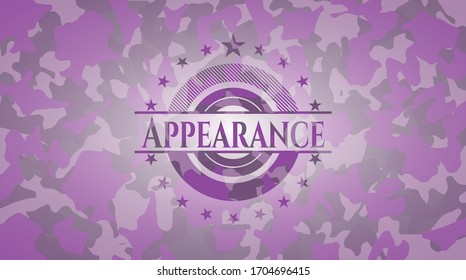 Appearance pink and purple on camo texture. Vector Illustration. Detailed. 