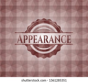 Appearance red badge with geometric background. Seamless.