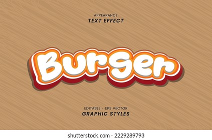 Appearance of the text effect - with the word Burger
