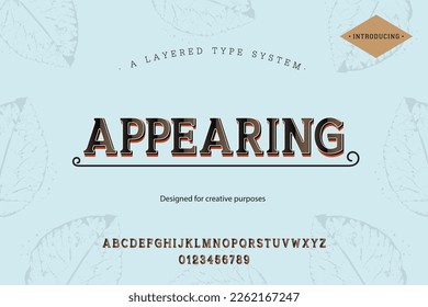 Appearing typeface. For labels and different type designs