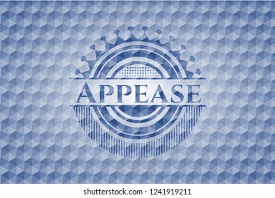 Appease blue emblem with geometric background.