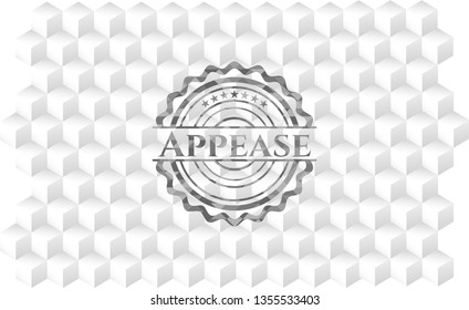 Appease grey emblem. Vintage with geometric cube white background