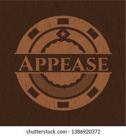 Appease realistic wooden emblem. Vector Illustration.