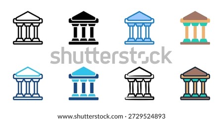 Appellate Court icons set multiple style collection. Editable stroke 
