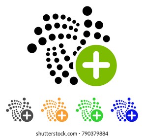 Append Iota icon. Vector illustration style is a flat iconic append iota symbol with gray, yellow, green, blue color versions. Designed for web and software interfaces.