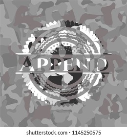 Append on grey camouflaged texture