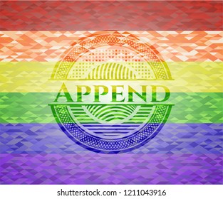 Append on mosaic background with the colors of the LGBT flag