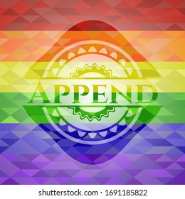 Append on mosaic background with the colors of the LGBT flag