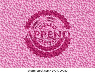 Añade emblema rosa realista con fondo de burbujas. Ilustración vectorial. Detallado. 
