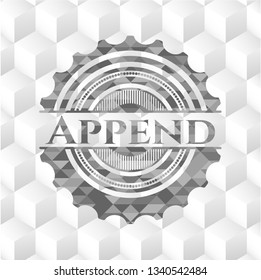 Append retro style grey emblem with geometric cube white background