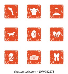 Appendage icons set. Grunge set of 9 appendage vector icons for web isolated on white background