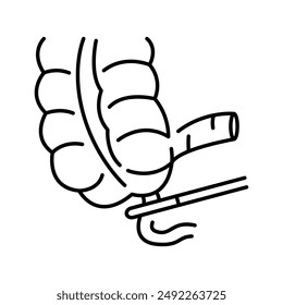 Appendectomy line black icon. Sign for web page, mobile app, button, logo. Vector isolated button. Editable stroke.