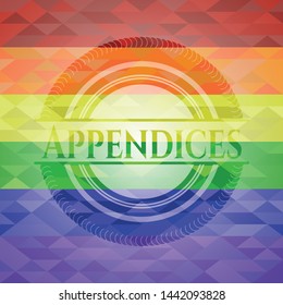 Appendices emblem on mosaic background with the colors of the LGBT flag